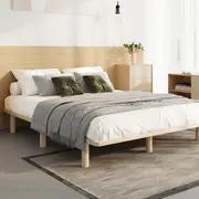 Oikiture Bed Frame Queen Size Wooden Bed Base Platform Solid Slats