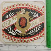 CRESPO JOACQUIN - OUTER CIGAR BOX LABEL - ORIGINAL - APROX. 5 × 5"