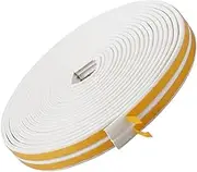 GORGECRAFT 10 m x 18 mm Ribbed Foam Seal with Adhesive Tape, Weather Protection Strips, Self-Adhesive EPDM, Soundproof Door/Window Gap Frame Seal, Insulating Strips for Garage, Car, Truck, White