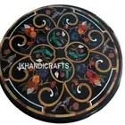 3'x3' Black Marble Dining Coffee Table Top Floral Design Overlay Home Decor Gift