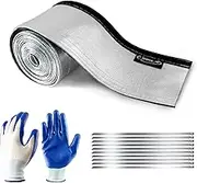Joonzoie Heat Shroud Sleeve Aluminized Sleeving Express 3/4" I.D.X10FT Metallic Heat Shield Silver Hose Wire Protection Barrierwith Hook and Loop Closure with Stainless Steel Cable Metal Zip Ties