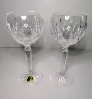SET 2 Waterford LISMORE HOCK Gothic Mark Cut Crystal Wine Hocks Glasses 7.5” NEW