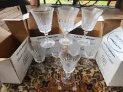 W.M. Dalton Set of 8 French Lead Blown Crystal No.2 Goblets Wine Glasses NIB!