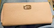 Michael Kors Jet Set Travel Continental Zip Leather Wallet Wristlet Ballet