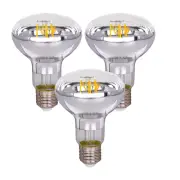 3 x R80 E27 8W 3000K 720 lm Warm White Reflector LED Filament Bulb Lamp ES Globe
