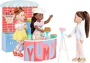 Glitter Girls – Cooking Show Set – 50+ Food & Baking Accessories – Camera, Counter, Display Case, Fridge – 14-inch Doll Playset – 3 Years + – GG Baking Vlog Set