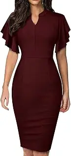 [HOMEYEE] Womens Flounce Sleeve Office Work Party Pencil Dress B572