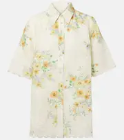 [Alemais] Alémais Juliette floral linen shirt UK 6 beige