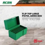 Rcbs Flip Top Large Pistol Ammo Box Ammunition Case 357 Sig - 45 Acp 10mm