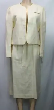 Vintage Albert Lewis for Tudor Square Suit Blazer & Skirt Yellow Wool Size 14