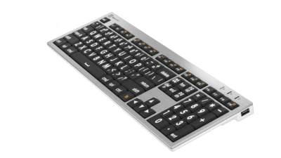 LargePrint White on Black - PC Slimline Keyboard Model: LKB-LPRNTWB-AJPU