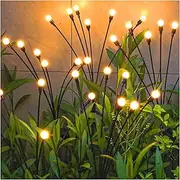 Solar Garden Lights - New Upgraded Solar Swaying Light, Sway by Wind, Solar Outdoor Lights, Yard Patio Pathway Decoration, High Flexibility Iron Wire & Heavy Bulb Base, Warm White (Warm White, 2 Pack)
