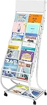 Metal Magazine Rack with Wheels Floor Standing Organizer Stand for Office Bank Hall Posters Leaflets Brochures Display Stand