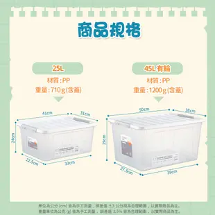 【MAMORU】45L透明手提收納箱 附輪 ( 上掀蓋整理箱 堆疊收納 衣物收納 萬用箱 置物箱) (4.6折)