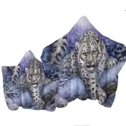 Wildlife Drawings Snow Forest White Leopard Towel with Hood