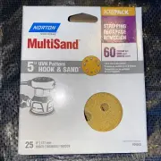 Norton MultiSand Hook and Sand Discs 60 Grit Orbital Sander Sandpaper 25 Discs