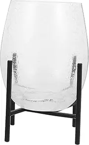 ibasenice Handmade Iron Stand with Transparent Glass Vase Modern Japanese Style Flower Vase for Home Decor Wedding Centerpieces Hydroponic Plant Propagation