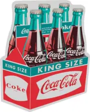 COCA COLA SIX PACK CARTON 36" HEAVY DUTY USA METAL CLEAN COKE ADVERTISING SIGN