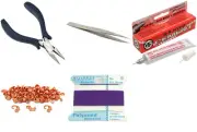 Bead Tip Kit - Pliers, Tweezers, Cement, 50 Bead Tips & Amethyst Bead Cord #6