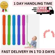 Hollow Teething Tubes Toys for Babies Girls Boys, 5 Pack Silicone Baby Teether T