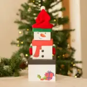Stackable Snowman Christmas Gift Boxes Small Red | Nested 3-Tier Stacking x3