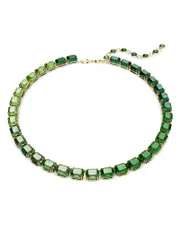 Swarovski Millenia Green Color Gradient Octagon Cut Collar Necklace in Gold Tone, 14.96-16.93