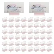 50 Pcs 2 x 1.6 Inch Adhesive Base Sign Holder Sneeze Guard Holder, Transparent