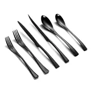 Lemeya Piece Black Silverware Set with Steak KnivesForged Stainless Steel Cutle