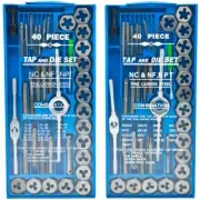 80 pcs Tap and Die Set 40pc Metric and 40pc SAE Thread Renewing Tools MM/SAE