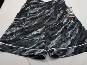 AND1 Offense Athletic Gym Shorts Mens SMALL Black Gray 8" Inseam Drawstring NEW