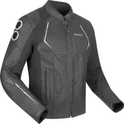 Bering Radial Motorcycle Leather/Textile Jacket, black-white, Size M for Men Black White