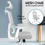 ALFORDSON Mesh Office Chair Ergonomic Computer Seat White & Light Grey
