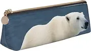 SKKNT polar bear Print Cosmetics Case Large Capacity Triangle Design Zippered Pen Holder for Writing Tools