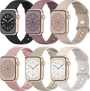 6 Pack Sport Bands for Apple Watch Bands Women Men 38mm 40mm 41mm 42mm 44mm 45mm 49mm 46mm,Silicone Waterproof Straps for iWatch Apple Watch Series 10 9 Ultra 8 7 6 5 4 3 2 1 SE