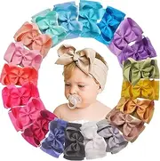 20 Colors 6 Inches Baby Girls Large Big Bows Headbands Elastic Nylon Hairbands Turban Hair Accessories for Newborns Infants Toddlers Kids