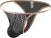[Generic] Colorful Men's Sexy Thong Pants Men Fun Triangle Underwear 3D Bag Design Brief Mesh High Elastic Waistband Underwear
