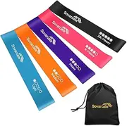 Resistance Bands [Set of 5] Exercise Bands Set for Women and Men 5 Strength Levels Latex Elastic Stretch Loop Physio Fitness Equipment for Home Gym Pilates Yoga Workout - Carry Bag Included