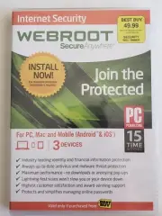 Sealed Webroot Internet Security Plus 2014 3-Devices PC Mac Mobil Android & iOS