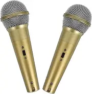 2pcs Simulation Microphone Model Simulated Microphone Party Props Music Studio Decor Game Show Props Fake Mic Costume Golden Plastic