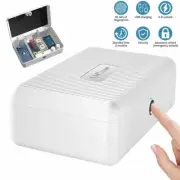 Portable Safe Box Jewelry Cash Box with Biometric Fingerprint Lock & Pass Code