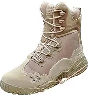 [Wcxixo] Men's Ultralight Tactical Military Boots, Spring Autumn Outdoor Breathable with Zipper Hiking Shoes, for Lace-up Comfortable Durable Desert Combat Shoes
