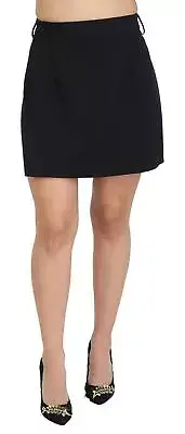Dolce&Gabbana Women Black Mini Skirt 100% Wool Solid Casual Pencil Bodycon IT 50
