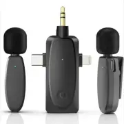 Wireless Lavalier Microphone 3-in-1 2.4G Dual Mini Mics 394 Ft Universal