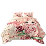 Pale Rose A Flower Fairy with Angel Wings Coverlet