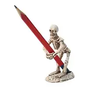 Halloween Statue Small Skull Pen Holder Office Desktop Organizer Resin Mini Skeleton Pencil Stand Creative Home Desk Storage Cute Gothic Decor