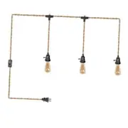 23FT Plug in Pendant Light with Cord On/Off Switch 3 Lights Hemp Rope Yellow