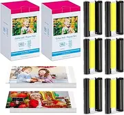 Wonfoucs 2 Pack Compatible Canon Selphy KP-108IN KP108 Ink and Photo Paper- Includes 6 Toners + (4x6) 216 Paper Sheets for CP1300, CP1200, CP910, CP900, CP1000 Compact Printers
