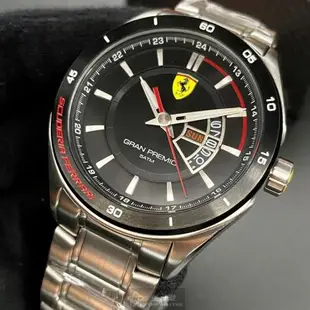 FERRARI手錶, 男錶 46mm 黑圓形精鋼錶殼 黑色中三針顯示, 運動錶面款 FE00071