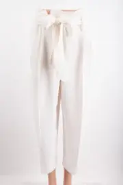 Boden Womens Paperbag Melina Cropped Pants Trousers UK 12P US 8P Off White NWT