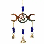 Triple Moon Pentacle Bell Wind Chime Hanging Bells Decoration Home Wall 26cm